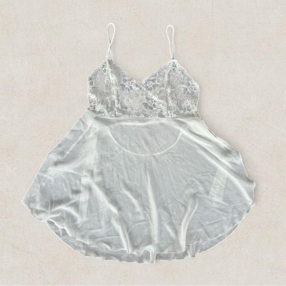 Victoria's Secret Sheer White Lace Babydoll Top
